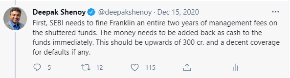Tweet on Franklin to dock fees