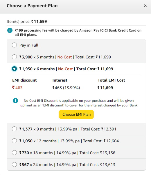 Amazon Payment Zero Percent?